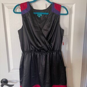 Mattox color block knee length black sleeveless party dress Size 10